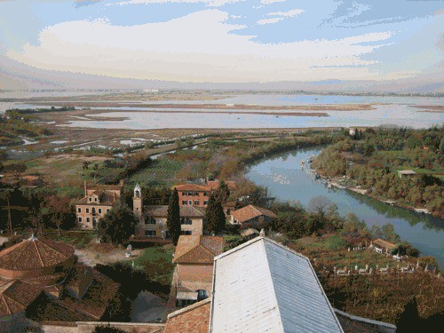 Torcello View of the lagoon from the bell tower on Torcello