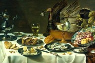Still Life with Peacock and Pie - Pieter Claesz, c. 1627